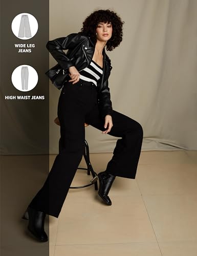 Image of Amazon Brand - Symbol Women Baggy Wide Leg Jeans (High Rise | Full Length) (Available in Plus Sizes)