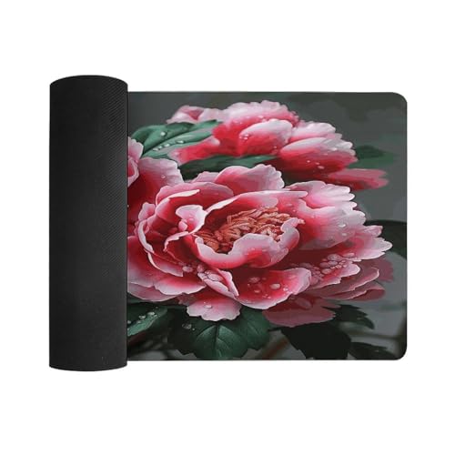 Beautiful Peony Flower Desk Mat Non-Slip Large Mouse Pad miniatura 3