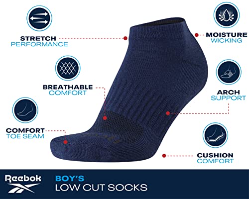 Reebok Boys' Low Cut Socks - 12 Pack Stretch Performance No Show Socks with Arch Support - Cushioned Athletic Socks for Boys3
