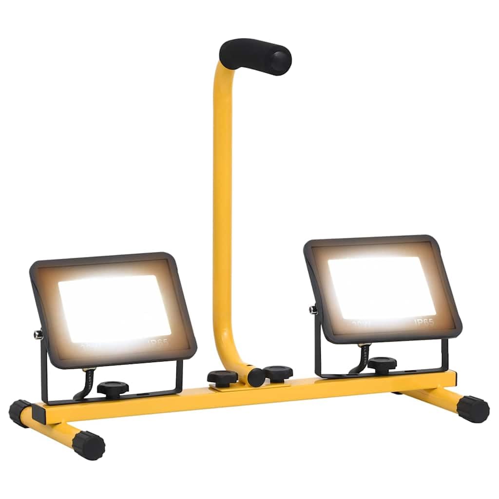 Reflektor LED z uchwytem 2 x 30 W, lampa robocza z kablem o długości 3 m, 4200 lm, 3000 K, przenośny reflektor budowlany do warsztatu i na placu budowy