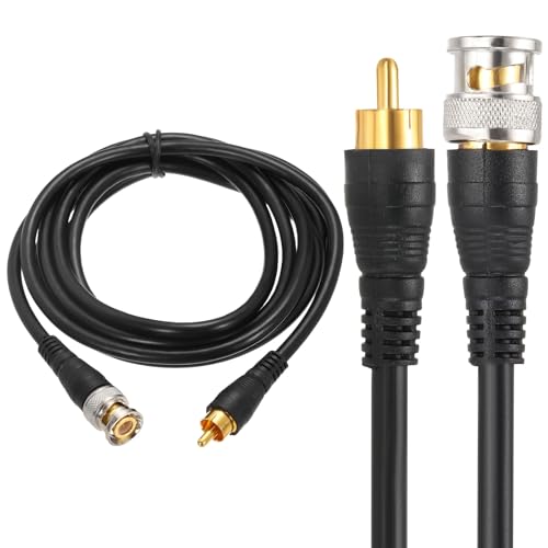 sourcing map BNC Male to RCA Male Coaxial Cable, 2M RG59 75-3 Video Cable Extension Connector for DVR CCTV Camera Security System Monitor Video Connection, Black
