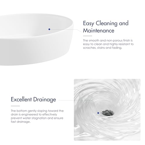 Eridanus Keramik-Waschbecken, ovales Waschbecken für Badezimmer-Arbeitsplatten, ovales Waschbecken aus Glasporzellan, perfekt für Waschtische, 550 x 410 x 140 mm