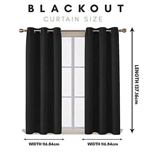 AR Ware Black Blackout Curtains, 2 Panels Drapes Eyelet Thermal Curtains for Living Room and Bedroom, Energy Saving - Image 2