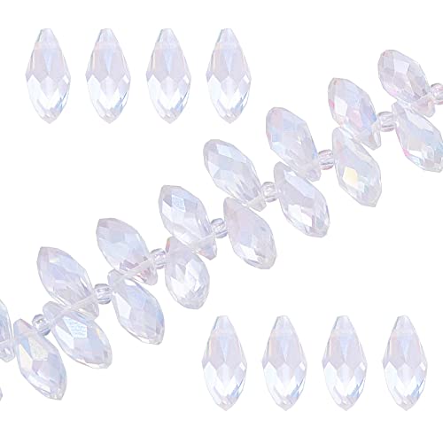 Beebeecraft About 200Pcs Glass Crystal Beads Teardrop 6x13mm AB Color Rainbow Faceted Glass Beads for Suncatcher DIY Beading Projects Jewelry Making Earrings Necklaces Bracelets