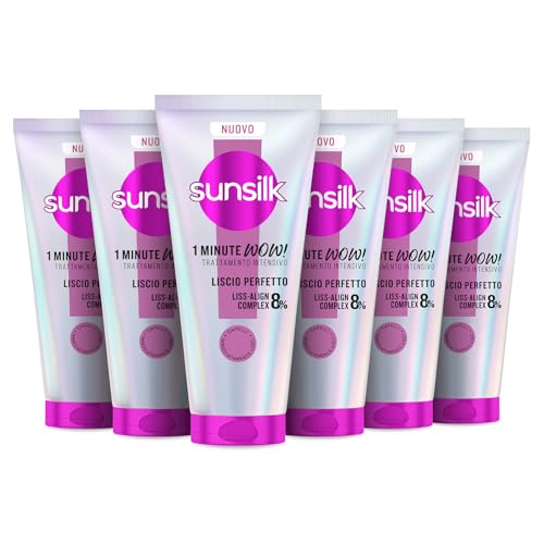 Sunsilk, 1 Minute WOW Liscio Perfetto, Trattamento Capelli in 1 Minuto, Capelli Due Volte Più Lisci e Setosi, con 8% LISS-ALIGN COMPLEX con Biotina, Olio di Argan e Vitamina C, 6 Pezzi da 180 ml