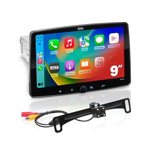 BOSS Audio Systems 9 Inch Single Din Car Stereo with Apple CarPlay, Android Auto + Backup Camera