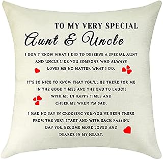 to Aunt Uncle Gifts Linen Pillow Cover Christmas Birthday Gifts for Aunt Uncle from Nephew Niece Aunt Uncle Thank You Gift Decorative Cushion Cover Throw Pillow Case Pillowcase for Sofa Car 18" x 18"