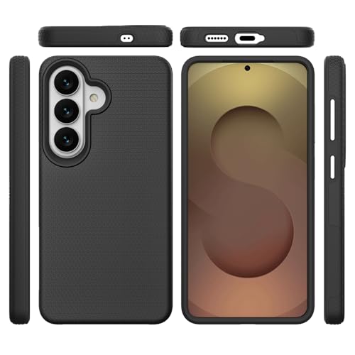 Image of NOXO Ultra-Hybrid Triangle Back Case Cover for Samsung Galaxy S26 Plus | Shockproof Design | Camera Protection | Soft TPU & Rugged PC | Bumper Cases and Covers (Coal Black)
