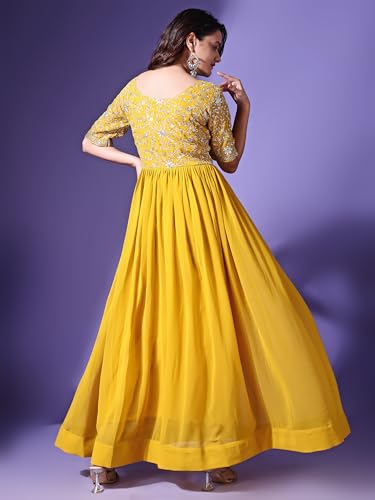 Image of Fashion Basket Georgette Embroidered Anarkali Dress for Women