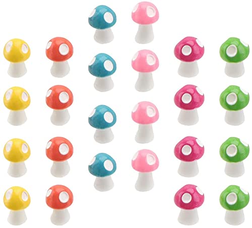 Lot de 100 mini champignons en résine - Décoration pour pot de thé - Couleur mélangée - Créatif et utile
