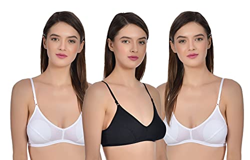 Image of Aimly Women's Cotton Non-Padded Non-Wired Low Coverage Regular Bra Pack of 3
