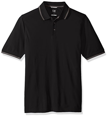 Cutter & Buck Men's 35+ UPF Lightweight Cotton Advantage Tipped Polo Shirt, Black, Large