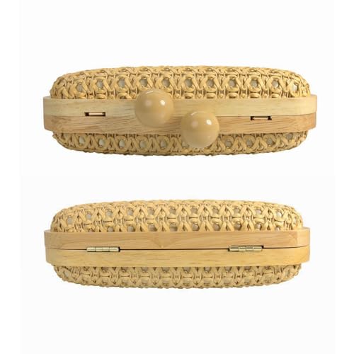 Image of Women Straw Clutch Purse Handwoven Summer Evening Bag Beach Straw Handbag Wedding Party Clutch Bag Wicker Purse
