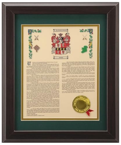 11 x 14 History with Coat of Arms - Walnut Framed Print