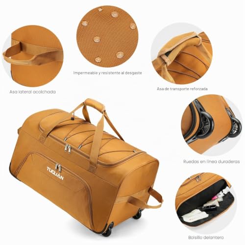 Equipaje de mano con ruedas grandes de 110 litros y diseño plegable 4
