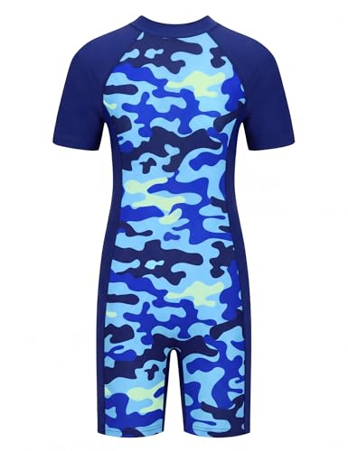 Image of Girls One Piece Swimsuit UPF 50+ Rash Guard with Front Zipper for Ages 3-14