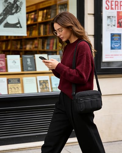 BAGSMART Cross Body Purse, Mini Crossbody Bags for Women Travel Purse, Puffy Shoulder Handbag Wallet with RFID Blocking Slots, Black-small - Image 3