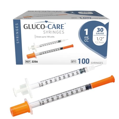 Image of GLUCO-CARE 1 ml /cc Syringes 30G x 1 /2'' (12.7mm), Orange Cap, 100 /box