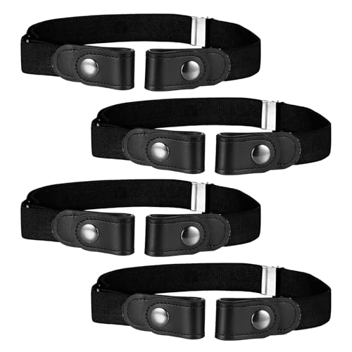Buyless Fashion Kids Boys Girls No Buckle Adjustable Elastic Dress Stretch Belt Up to 30 Inches 4 Pack - 5098-4