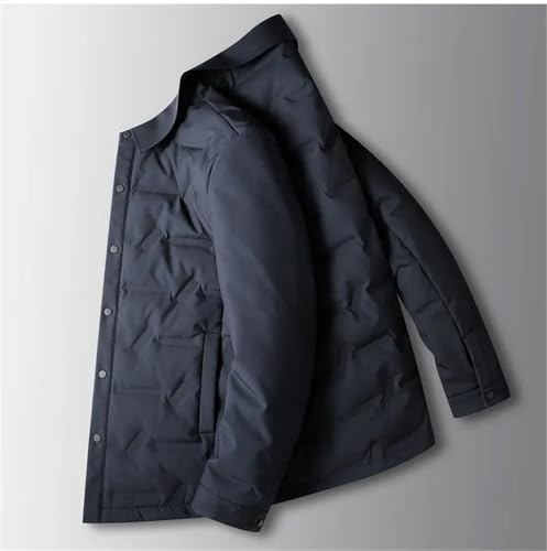 Disimlarl Men Down Jacket Solid Color Button Lapel Coat Business Casual White Duck Down Puffer Jacket3