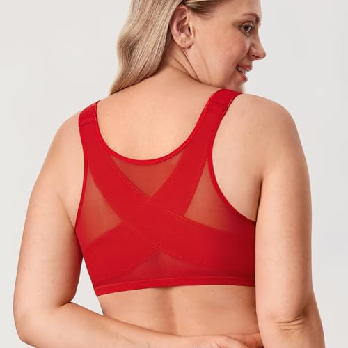 Image of DELIMIRA Women's Front Closure Posture Plunge Bras | Full Coverage, Plus Size, Underwire, No Padding Unlined, Back Support, Seamless, B-H Cups