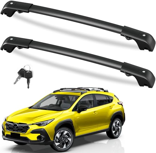 FengYu 300lb Lockable Roof Rack Cross Bars Compatible with Subaru Crosstrek 2024 2025 2026 Limited/Premium/Sport (Not for Wilderness) Aluminum Roof Rails Crossbars Cargo Bars Rooftop Black Carrier