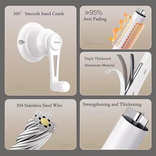 Ceiling Drying Rack White Lifting Clothes Hanger Balcony Double Pole Clothes Hanger Top Mounted Hand Operated Household Automatic Clothes Hanger for Balcony, Bathroom to,