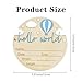 Baby Announcement Sign, 5.9 Inch Wooden Hello World Newborn Signs, Birth Announcement Sign and Pen, Hot Air Balloon and White Cloud Decoration, Welcome Newborn Arrival to World (Blue)