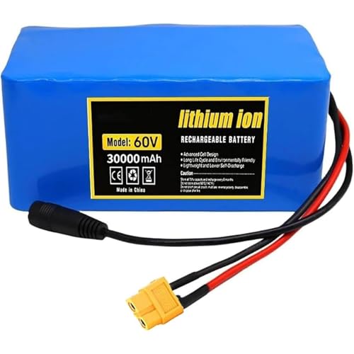 PLSZLL Batería de Bicicleta eléctrica de 60 V y 30 Ah con Placa de protección BMS y Cargador de Litio.