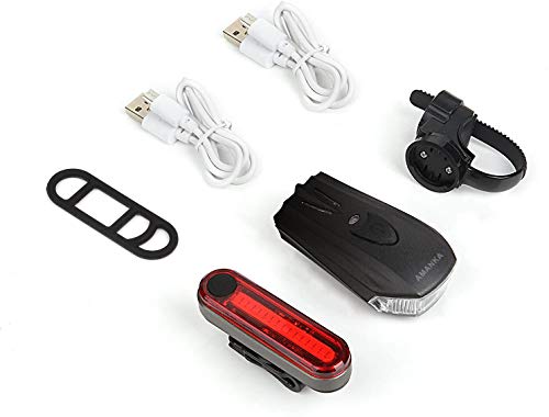 AMANKA Lumiere Velo Ensemble, Eclairage Velo a LED Puissant Kit Rechargeable eclairage velo Avant et Arrière 5 Modes de Luminosité IPX6 étanche pour VTT, VTC - Image 8