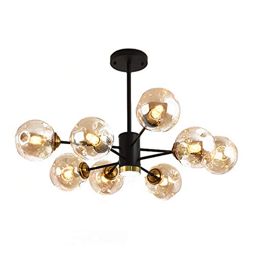Lustre léger 8 lampes noir pour illuminer un grand salon sombre avec style