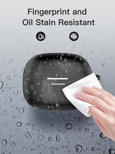 for Redmi Buds 6 Pro Case Cover with Cleaner Kit, Soft Skin Silicone Case Cover with Keychain and Lanyard，Full Protective Case for Men and Women-Black