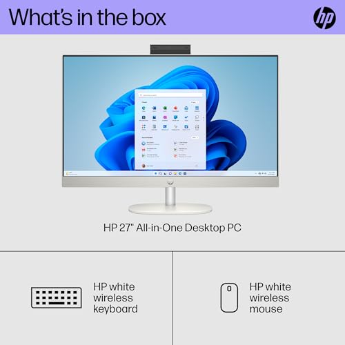 Image of HP 27 Ultra 7 Touchscreen Business All-in-One Desktop, 27 inch FHD Touchscreen, Intel Core Ultra 7 155U (Beats Intel i7-1355U), 64GB DDR5 RAM, 2TB SSD, Wireless KB & Mouse, Wi-Fi 6, Windows 11 Pro