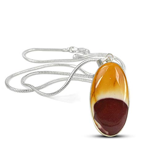 Image of Reiki Crystal Products AAA Mookaite Jasper Pendant Natural Crystal Stone Pendant /Locket with Metal Chain Oval Shape for Unisex