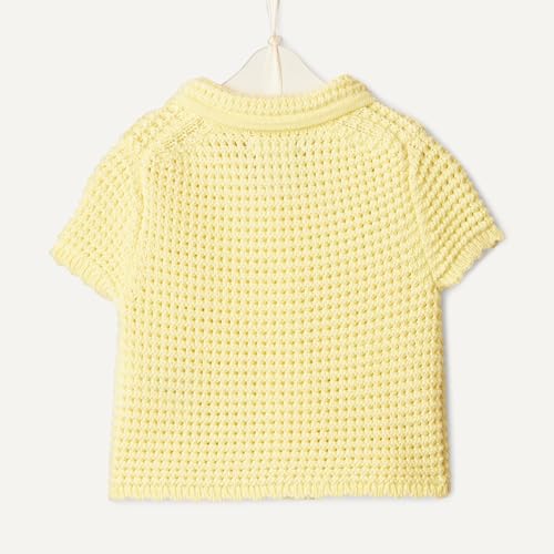 Image of Amazon Essentials x Sofia Grainge Toddlers and Baby Girls' Cotton Short Sleeve Button Front Sweater with Peter Pan Collar