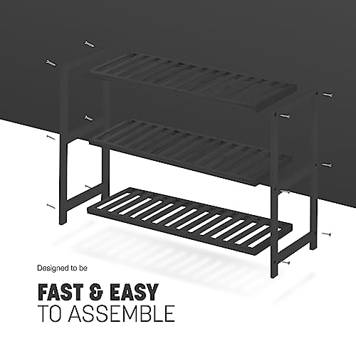 KEPLIN 3 Tier Natural Bamboo Shoe Rack Easy Assembly & Strong Design Stand Shelf Organiser Ideal for Corridor,Bedroom,Bathroom,Hallway & Small Spaces Large Capacity Up to 9 Pairs of Shoes(55x70x25cm) - Image 5