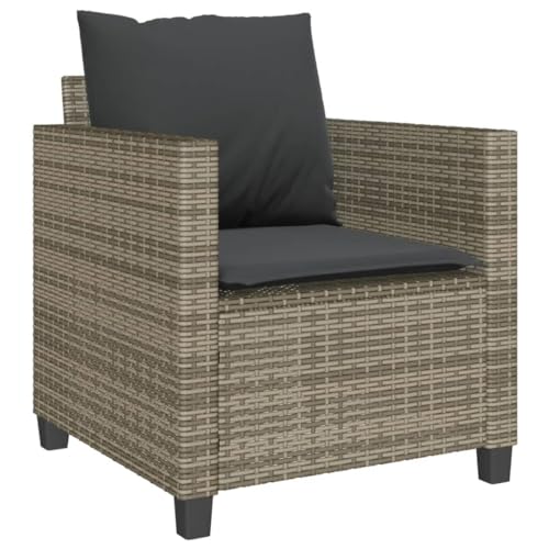 Table de jardin et chaise résistant aux intempéries en polyrotin gris - 5
