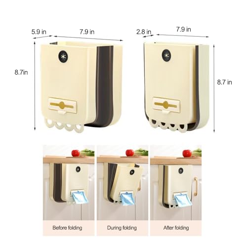 Caneca plegable pequeña para cocina beige miniatura 2