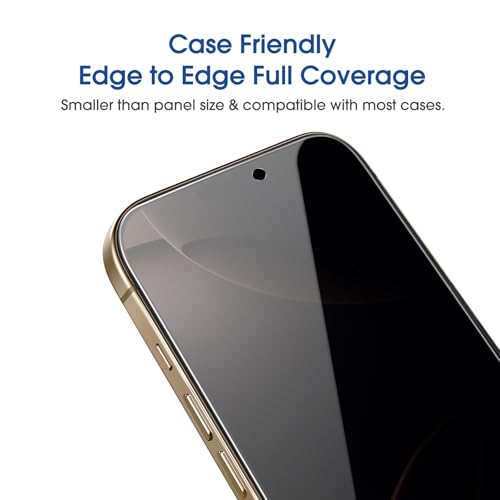 Image of amFilm OneTouch for iPhone 16 Pro Max Privacy Screen Protector 6.9'' 2024 | 30s Auto-Alignment, Bubble Free, Tempered Glass, 28 Anti Spy, Shatterproof, Camera Lens Protector 2+2 Pack (16P-6.9'')