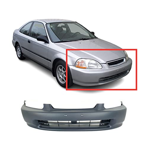 FitParts Compatible with Front Bumper Cover Fascia 1996-1998 Honda Civic DX EX-R EX GX HX LX Si Sedan Coupe 96-98. New Primed Without Sensor Holes. HO1000172 04711S01A00ZZ