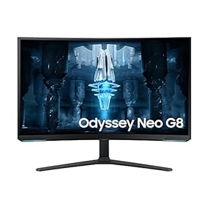 Samsung Odyssey Neo G8 Gaming Monitor S32BG850NP, 32 Zoll, VA-Panel, 4K UHD-Auflösung, AMD FreeSync Premium Pro, 1 ms Reaktionszeit, Bildwiederholrate 240 Hz, Front, Schwarz, Rückseite, Weiß