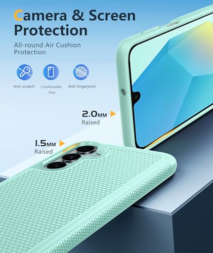 Image of FNTCASE for Galaxy A17 /A16 5G Phone Case - Samsung A17 Military Grade Drop Protection, 14ft Drop Tested, Screen Protector Included, Anti-Slip Textured, TPU+PC Dual Layer Shockproof Cover Mint Green
