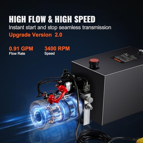 image for Vevor 12V/DC Hydraulic Pump 15 Quart/ 3.9 Gallon Double Acting Metal R