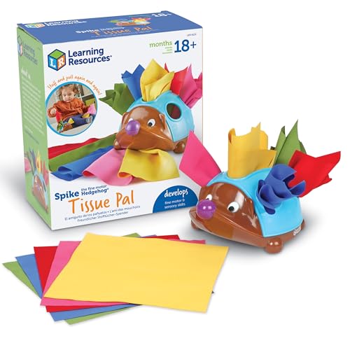 Learning Resources Spike, el Erizo para desarrollar motricidad Fina con pañuelos, Caja de pañuelos, 18+ Meses, Juguetes didácticos, Juguetes para desarrollar motricidad Fina, Juguetes Montessori