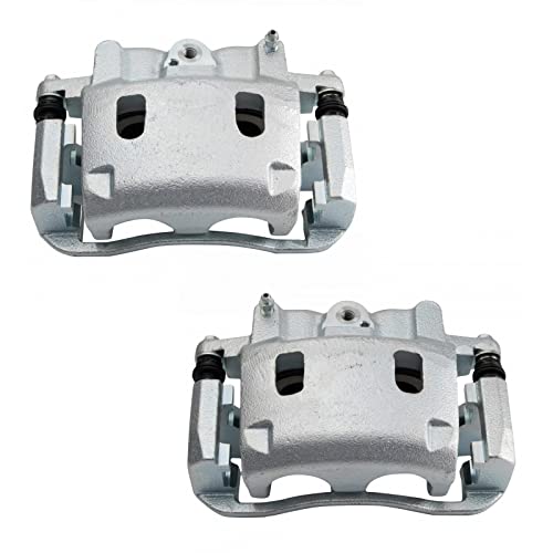 Image of TRQ Front Brake Caliper Set Brackets Hardware Zinc Coated Compatible with 2004-2006 Infiniti QX56 2004 Nissan Pathfinder Armada 2005-2006 Nissan Armada 2004-2007 Titan