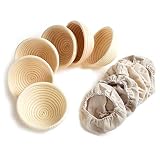 6 pack of 5 inch Sourdough Bread Bakery Basket,Round Bread Banneton Proofing Basket with Linen Liner