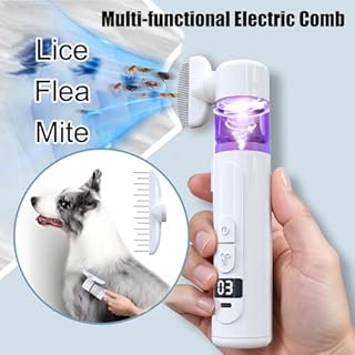 Pettine anti-pidocchi elettrico Pettine antipulci per animali domestici 2 in 1 Aspirapolvere per pidocchi professionale pidocchi strumento di pulizia pettini elettrici per gatti cani e persone (bianco