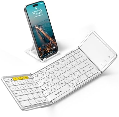 Samsers Foldable Bluetooth Keyboard with Touchpad, Full-Size Wire...