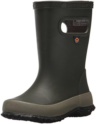 BOGS unisex child Skipper Waterproof Rubber for Boys and Girls Rain Boot, Solid Dark Green, 10 Toddler US