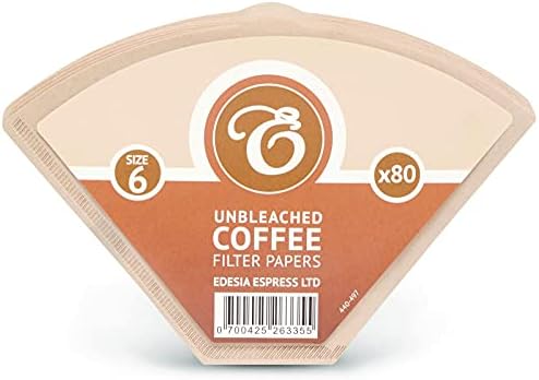 80 Size 6 Brown Coffee Filter Paper Cones by EDESIA ESPRESS
